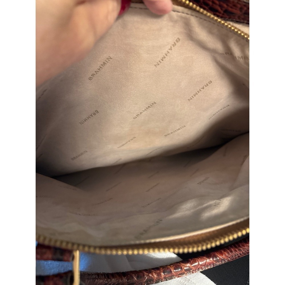 Brahmin Brown Croc-Embossed Leather Satchel with Gold Hardware - Picture 11 of 13